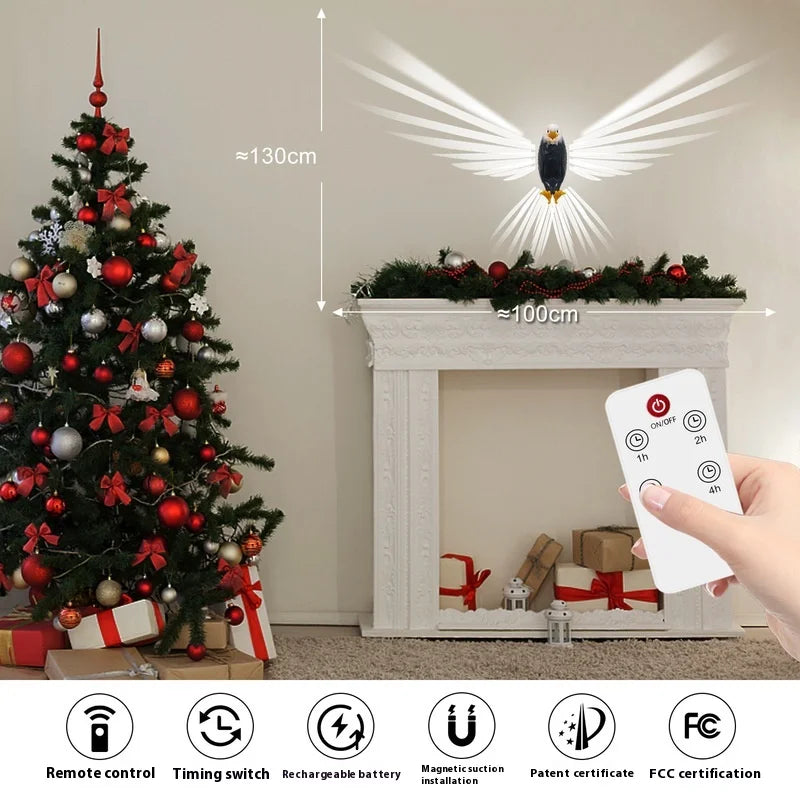 Lámpara de pared con forma de águila calva, proyector con forma de búho y águila, ambiente creativo moderno, LED de bajo consumo, control remoto, luz de pared.