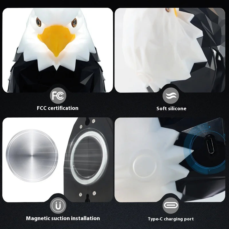  Lámpara de pared con forma de águila calva, proyector con forma de búho y águila, ambiente creativo moderno, LED de bajo consumo, control remoto, luz de pared.