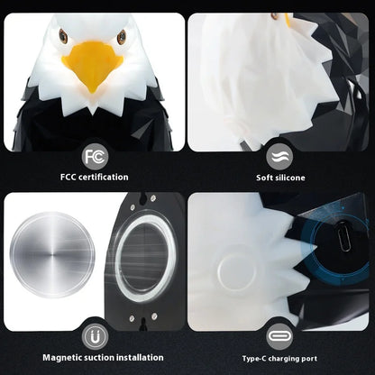 Lámpara de pared con forma de águila calva, proyector con forma de búho y águila, ambiente creativo moderno, LED de bajo consumo, control remoto, luz de pared.
